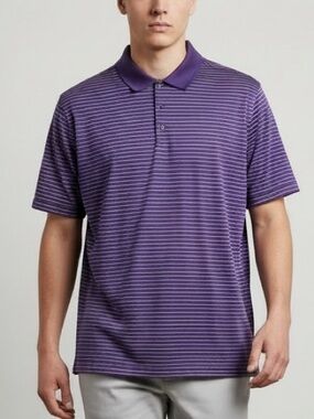 NIKEGOLF MENS Purple and White Striped golf Polo Shirt Aussie kids golf academy